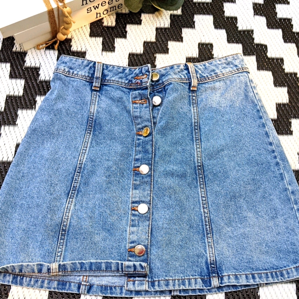Button Down Jean Skirt